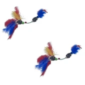 BUFFER® Tüylü Tahta Boncuklu Zilli Kedi Oyuncağı Çok Renkli Kedi Oyuncak thumbnail 7