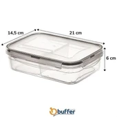 BUFFER® 3 Bölmeli Kilitli Kapaklı 1 Litre Erzak Saklama Kabı LC-510 - 4