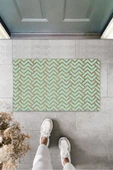 Turkuaz Kapı Önü Paspası Zigzag Desen  K-3227 - 1