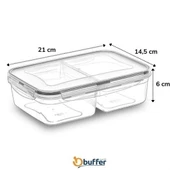 BUFFER® 2 Bölmeli Sızdırmaz Contalı Kilitli Kapaklı 1 Litre Erzak Saklama Kabı -LC505 - 4