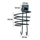 BUFFER® Kendiliğinden Yapışkanlı Siyah Paslanmaz Metal Fön Makinesi Askısı Saç Kurutma Makinesi Tutacağı - 4