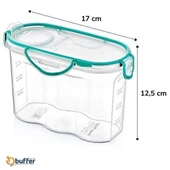 BUFFER® Kilitli Kapaklı Contalı Hava,Su Sıvı Geçirmez 1,2 Litre Erzak Saklama Kabı-SA580 - 4
