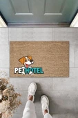 Dijital Baskı Kahverengi Köpekli Pet Hotel Dekoratif Kapı Paspası K-2026 - 1