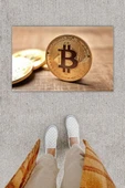 Dijital Baskı Dekoratif Bitcoin Pudra Kapı Önü Paspası K-1280 - 1