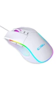 Claws  Crossfire V1 12800 Dpi Full Wide RGB Özel ABS Doku Reflex Örgü Kablolu Gaming Mouse Beyaz - 2