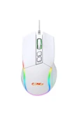 Claws  Crossfire V1 12800 Dpi Full Wide RGB Özel ABS Doku Reflex Örgü Kablolu Gaming Mouse Beyaz - 1