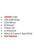 SPRANGE  Sprnge-SR-P5 36000mAh El Fenerli Portable Fast Charger Taşınabilir PowerBank ( Kılıf Hediyeli ) - 3