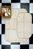 Sarar Plus Rölyef Banyo Paspas Takımı 2'li Bej Kabartma Desenli Kaymaz Tabanlı (60x100 / 40x60) - 1