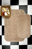 Sarar Plus Rölyef Banyo Paspas Takımı 2'li Vizon Kabartma Desenli Kaymaz Tabanlı (60x90 / 40x60) - 1