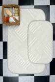 Sarar Plus Rölyef Banyo Paspas Takımı 2'li Beyaz Kabartma Desenli Kaymaz Tabanlı (60X100 / 40X60) - 1