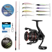 YekOutdoor Profesyonel LRF Seti Okuma Red Spin 7'6'' 228 cm 3-15 gr 2 Parça&Okuma Ceymar HD CHD-2500A Matt Black 7+1BB Olta Makinesi - 1