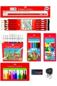 Faber-castell Mercanlı Kurşun Kalem Kırmızı Kalem Ve 12 Li Kuru Sulu Keçeli Pastel Boya thumbnail 1