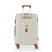 MÇS Bavul Orta ve Kabin 2li Set Kırılmaz Silikon Valiz V305 Kemik/Kahve - 3