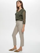 Faik Sönmez Minimalist Kadın Pantolon - Midi Boy, Regular Fit, Günlük & İş thumbnail 2