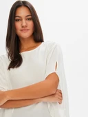 Faik Sönmez Kendinden Dokulu Yuvarlak Yaka Dokuma Kadın Bluz U68154 - 11