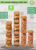 9’lu Bambu Contalı Saklama Kabı Seti Erzak Kabı Motek Saklama Kabı 3*1,10 lt / 3*1,65 lt / 3*2,25 lt - 1