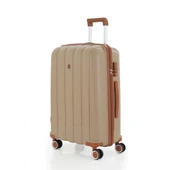 MÇS Bavul Büyük ve Orta 2li Set Kırılmaz Silikon Valiz V305 Şamp/Kahve - 7