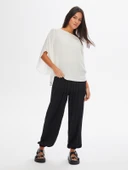 Faik Sönmez Kendinden Dokulu Yuvarlak Yaka Dokuma Kadın Bluz U68154 - 9