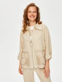 Faik Sönmez Kadın Kontrast Dikiş Detaylı Astarsız Track Ceket thumbnail 7