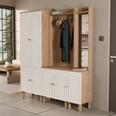 SET 5084-5072-5088 RAPSODY SAĞ AYNALI 7 KAPAKLI (MEMBRAN) 9 ASKILI BOHEM PORTMANTO SEPET-BEYAZ - 1