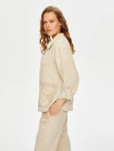 Faik Sönmez Kadın Kontrast Dikiş Detaylı Astarsız Track Ceket thumbnail 9