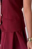 YELEK - PİLELİ ETEK GÖRÜNÜMLÜ ELBİSE - Bordo - 4