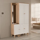 Set 5089-5084 Rapsody Sol Aynalı 5 Kapaklı (MEMBRAN) 5 Askılı Bohem Portmanto Sepet-beyaz - 4