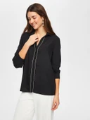 Faik Sönmez Kadın Zincir Şerit Detaylı Şık Gömlek 25YUS25GML014 thumbnail 4