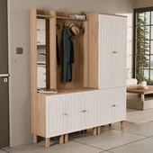 Set 5089-5072-5084 Rapsody Sol Aynalı 7 Kapaklı (MEMBRAN) 9 Askılı Bohem Portmanto Sepet-beyaz - 4