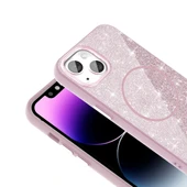 iPhone 13 Kılıf Magsafe Şarj Özellikli Parlayan Simli Okso Kapak thumbnail 6