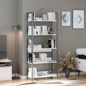Profile Kitaplık 5 Raflı Diamond Beyaz / Siyah 73x172x35 cm - 4