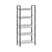 Profile Kitaplık 5 Raflı Diamond Beyaz / Siyah 73x172x35 cm - 1