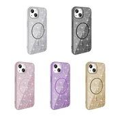 iPhone 13 Kılıf Magsafe Şarj Özellikli Parlayan Simli Okso Kapak thumbnail 2