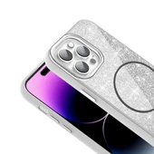 iPhone 14 Pro Max Kılıf Magsafe Şarj Özellikli Parlayan Simli Okso Kapak thumbnail 10