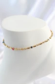 316L Çelik Gold Renk Renkli Boncuk Detay Kadın Halhal - TJ-HH1640 - 1