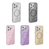 iPhone 14 Pro Max Kılıf Magsafe Şarj Özellikli Parlayan Simli Okso Kapak thumbnail 2