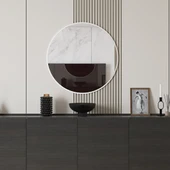 Sephia Yemek Odası Aynası Yuvarlak - Diamond Beyaz 72x2x72 cm - 3
