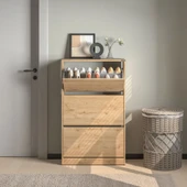 Flat Duo 3 Katlı Geniş Ayakkabılık - Florida Meşe 73x119x26 cm - 6