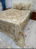 Pullu Boncuklu Ağır İşlemeli Otantik Çift Kişilik Yatak Örtüsü (240x270)-Gold - 1