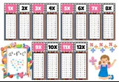 Çocuklar İçin Eğlenceli Çarpım Tablosu Afişi - X12'ye Kadar Renkli ve Öğretici Tasarım Pembe - 1