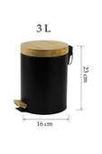 Bambu Kapaklı Siyah Metal Çöp Kovası - 3 L - 6
