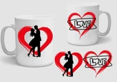 Baskılı Porselen Kupa Bardak Çift Taraflı Baskı 1 Adet Tutku Love - 1
