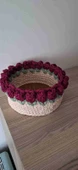 Penye Sepet Tabanlı El Örme Handmade– 20 cm Yuvarlak - 1