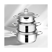 NEHİR SİLVER 6 PARÇA PASLANMAZ ÇELİK MİNİ TENCERE SETİ (12-14-16 CM) thumbnail 2