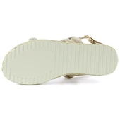 Erkan Saçmacı Bronz Üç Bant Taşlı İnci Detaylı Zikzak Örgülü Platform Sandalet - 5