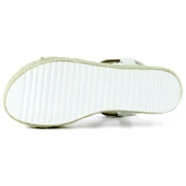 Erkan Saçmacı Beyaz Kristal Taşlı Elastik Bantlı Zikzak Örgü Jüt Platform Topuklu Sandalet - 5