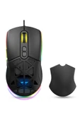 WARP WRP-O12800-B 12800 Dpi Wide RGB Özel ABS Doku Reflex Örgü Kablolu Siyah Gaming Mouse - 1