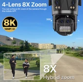 16MP 8X Zoom Dış Mekan PTZ 4 Lensli Güvenlik Kamerası Otomatik İzleme  Akıllı Ev Su Geçirmez - 9