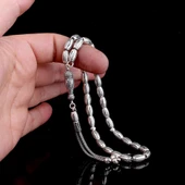 925 Ayar Gümüş Zülfikar Kılıç Tasarımlı Arpa Kesim Fizyon Tesbih thumbnail 3