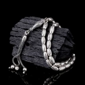 925 Ayar Gümüş Zülfikar Kılıç Tasarımlı Arpa Kesim Fizyon Tesbih thumbnail 2